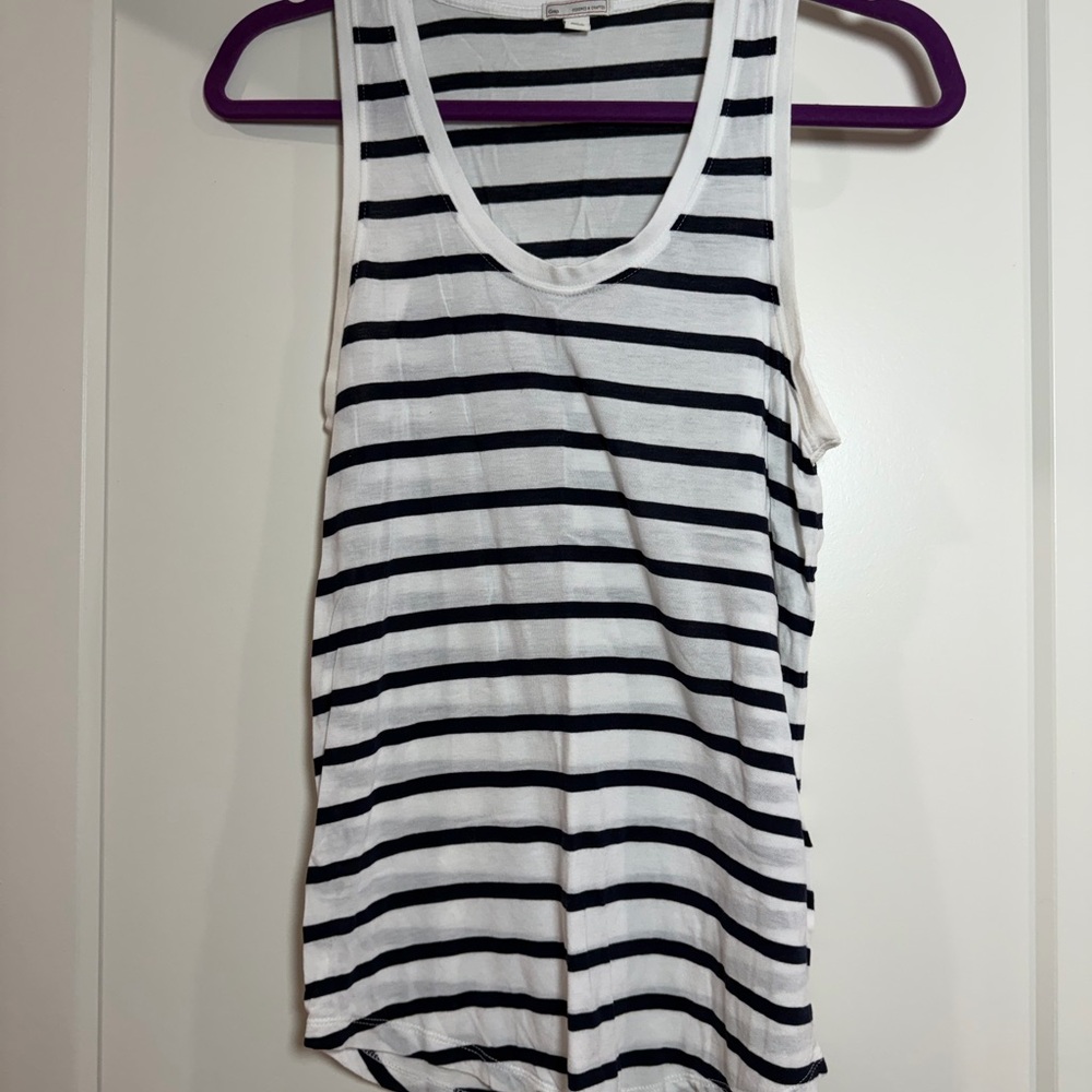 GAP White & Navy Striped Tank Top XS